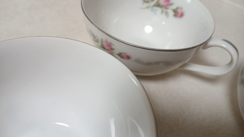 4X Vintage Mikasa Fine China Coffee Teacups First Love #202 Pink Floral, Japan - Picture 14 of 16