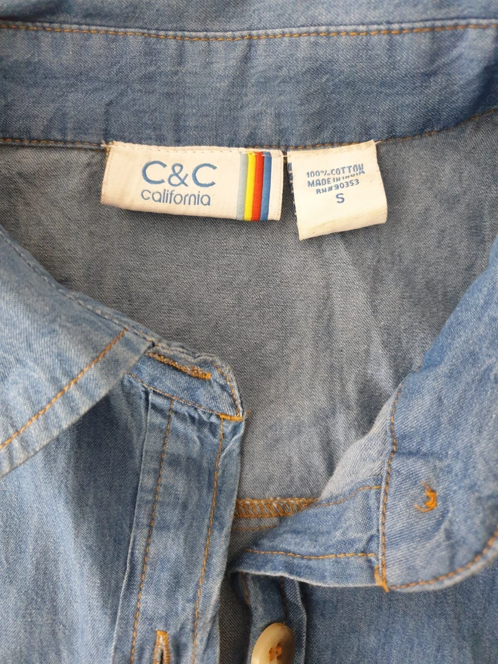 K49) C&C California Sommerkleid Maxi Kleid Jeanskleid Gr. S Blau - Bild 4 von 4