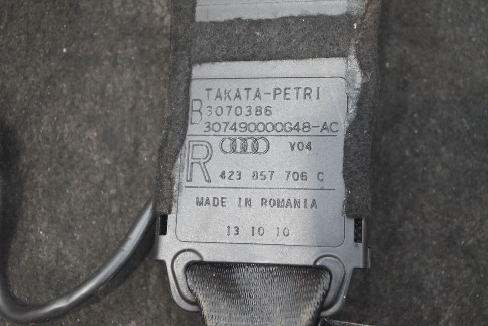 Cinturón de seguridad pasajero delantero derecho retractor cupé negro 423857706 Audi R8 2008-15 Foto 3 de 3