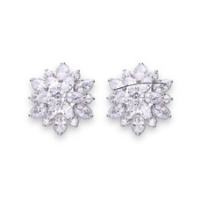 CZ Flower Stud Earrings for Women