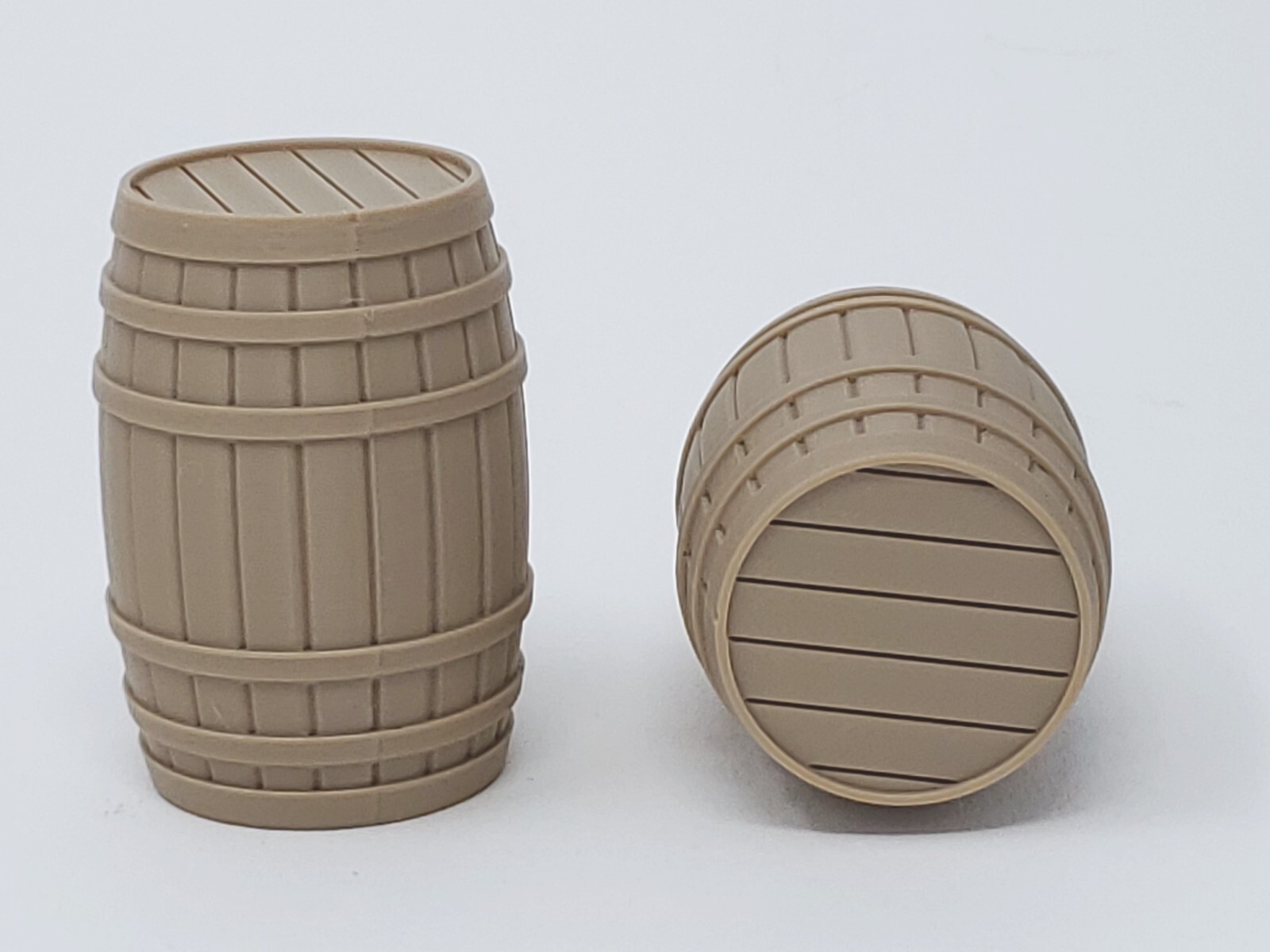 1/12 Scale Wooden Barrels - Props for 6" action figure diorama (set of 2).