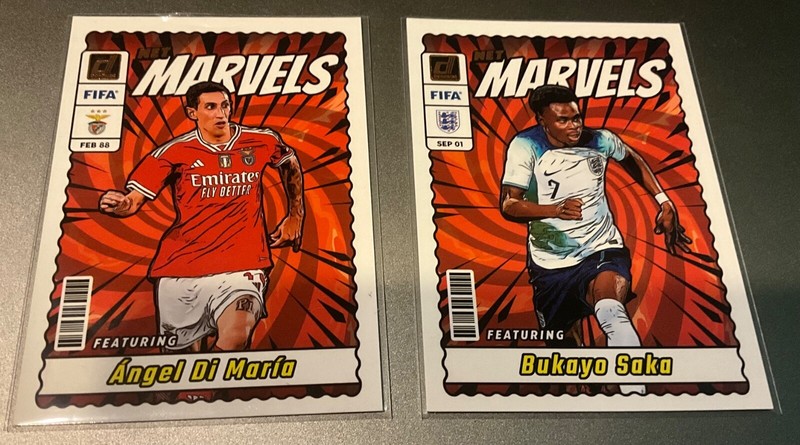 2023-24 Panini Donruss Soccer Angel Di Maria & Bukayo Saka FIFA Lot of 2 Marvels