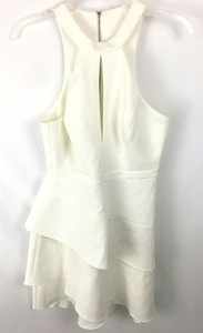 bcbg asymmetrical ruffle halter dress