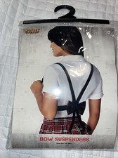 NEW - Spirit Halloween - Faux Leather Bow Suspenders