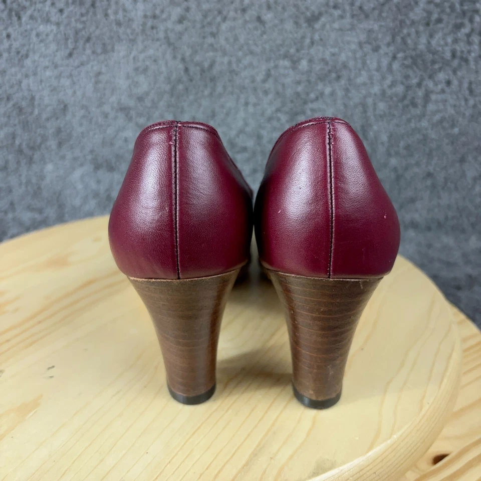 Zapato de salón Airstep para mujer talla 9,5 de cuero rojo sin cordones de tacón alto hecho en EE. UU. Foto 4 de 4