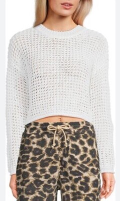 RD Style Darla White Crewneck Crop Long Sleeve Sweater New With Tags Size S /P