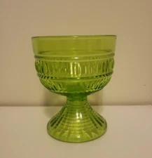 Vintage Green Depression Glass Compote Dish Goblet Bowl 5.5"