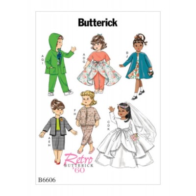 Butterick Schnittmuster B6606 Kleidung für 18   Puppe in verschiedenen Variationen