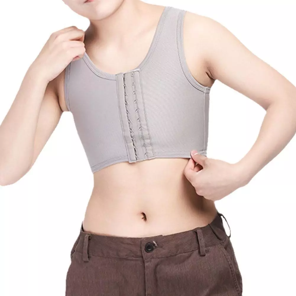 Lesbian Zip Breast Chest Binder Tomboy FTM Bandage Top Boob Vest