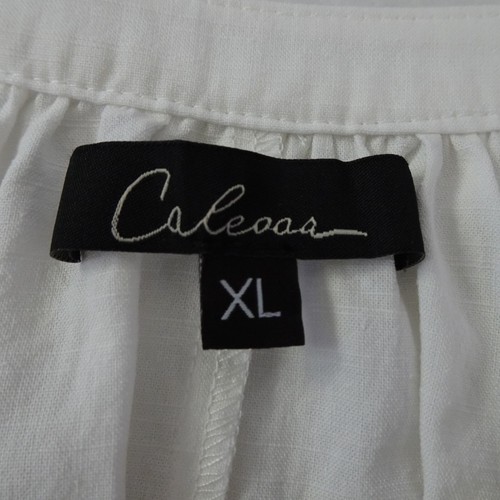 Calessa Embroidered Tunic Top Women's Size XL White Blue Loose Fit Boho Peasant - Picture 7 of 11
