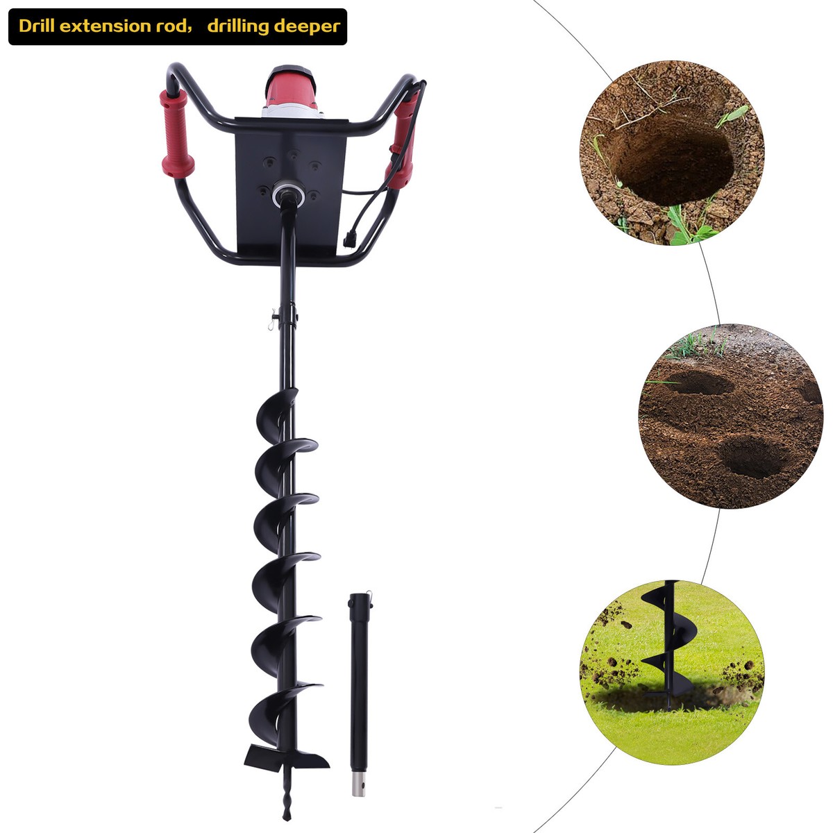Ground Auger Elksften Manual – 4 Inch Earth Auger With Rubber T-Handle ...