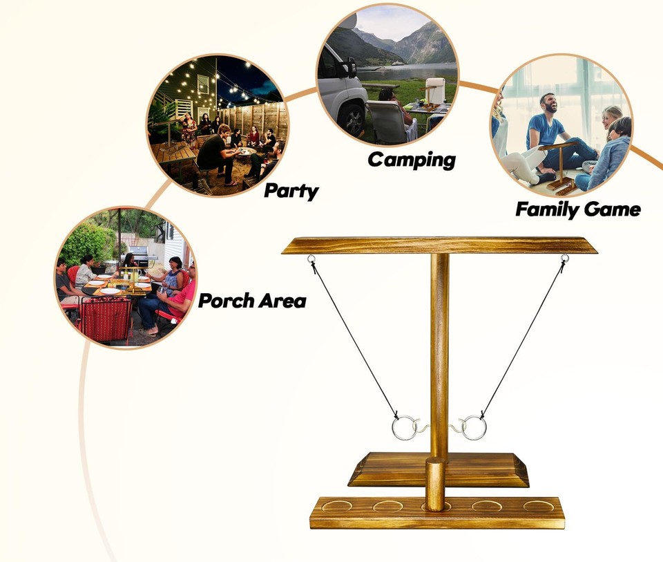 Ring Toss Games for Adults, Hook and Ring Game with Shot Ladder, Table