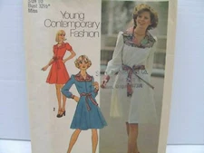 Simplicity 7130 Misses 70's  Dress Size 10 Sewing Pattern #569