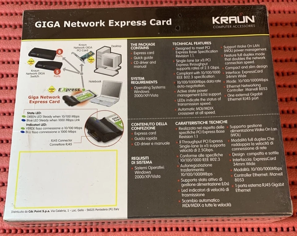 SCHEDA EXPRESS CARD GIGA NETWORK KRAUN KR.G1 NUOVA COMPLETA - VEDI FOTO - Immagine 3 di 3