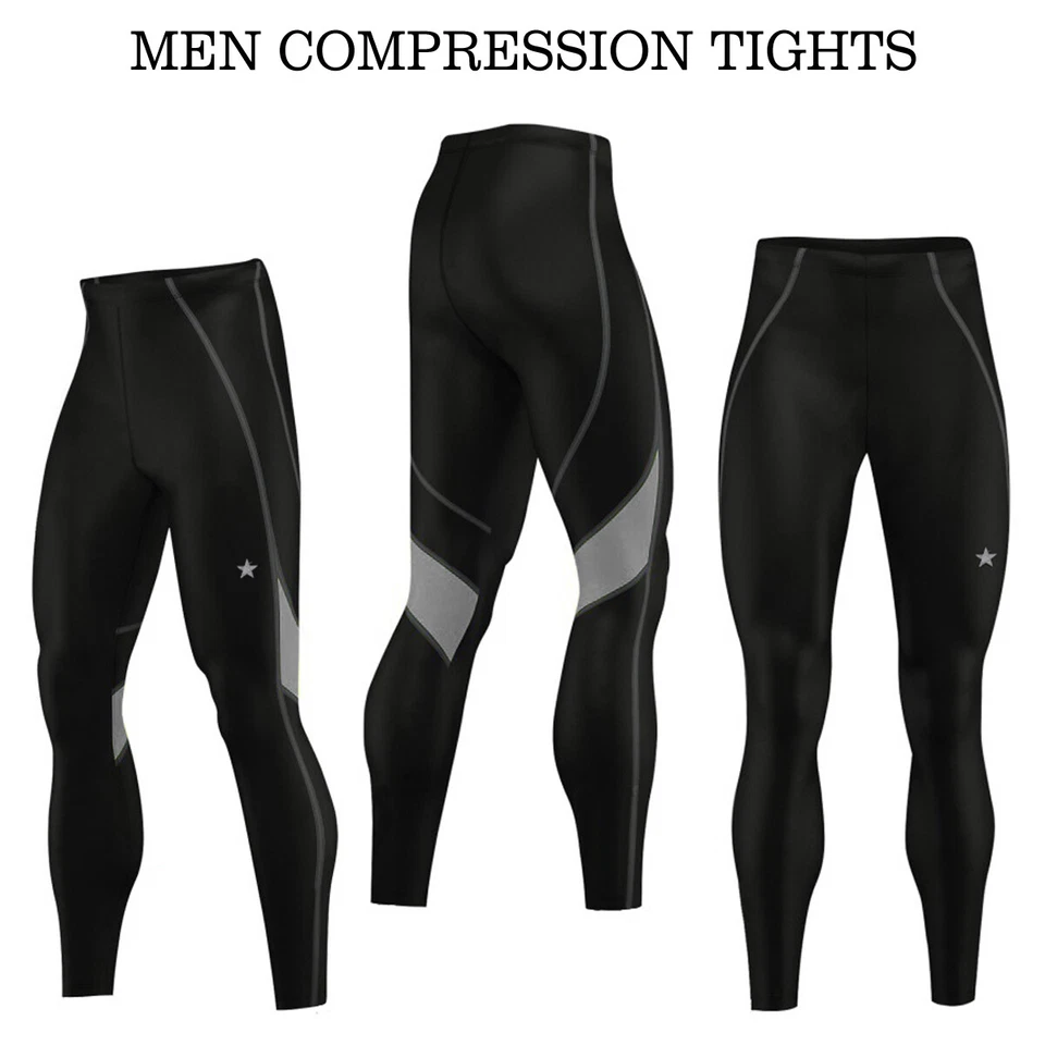 Mens Compression Trouser Rash Guard Base Layer Compression Tights Gym Yoga Pants - Image 2 of 4