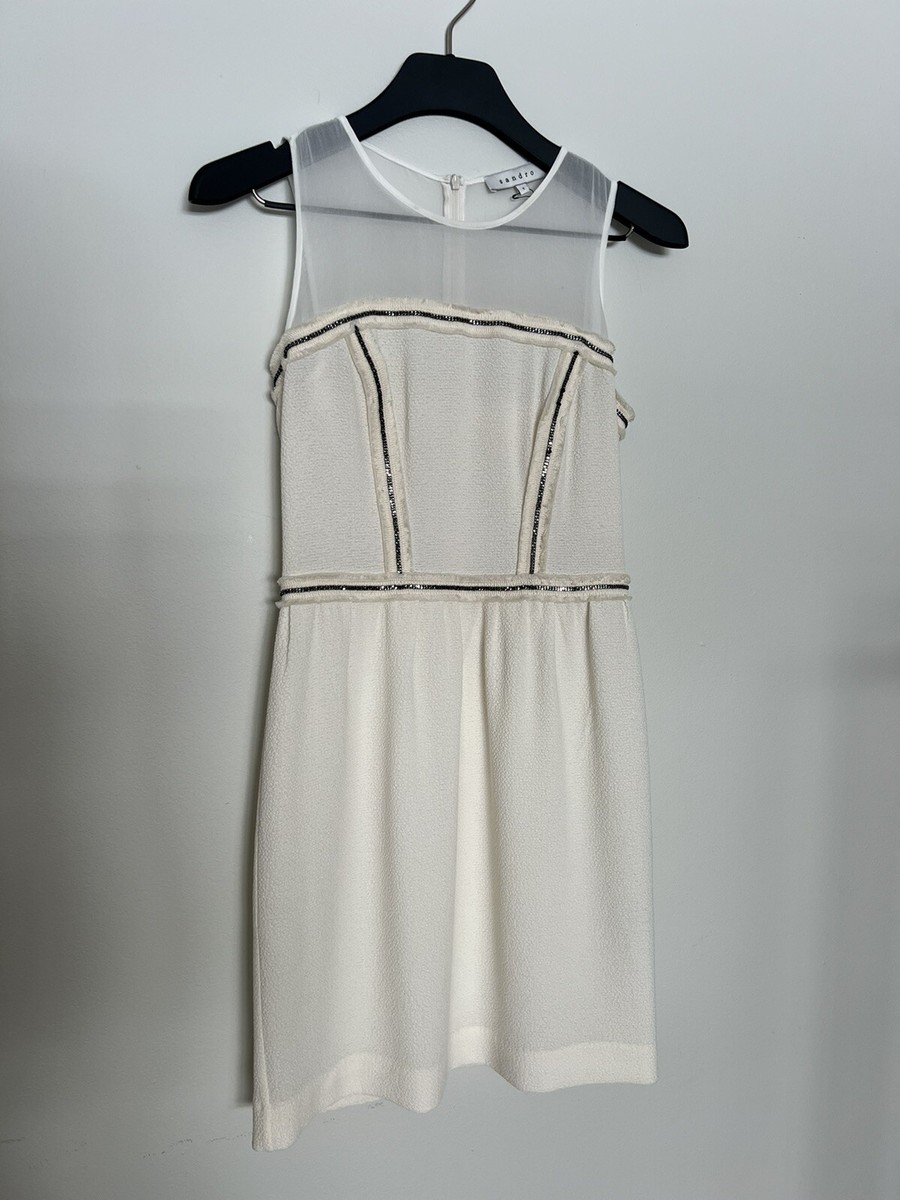SANDRO Women's Cream Knit Sleeveless Midi Shift Dress Size 1 NWOT | eBay  Australia