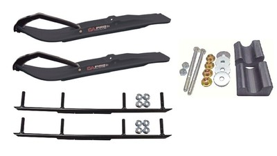 C&A Pro Black XT Snowmobile Skis w/ 6'' Round Bars Complete Kit Yamaha Phazer/FX