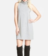 Leith Sleeveless Turtleneck Shift Dress Womens Large Minimalist Neutral Grey