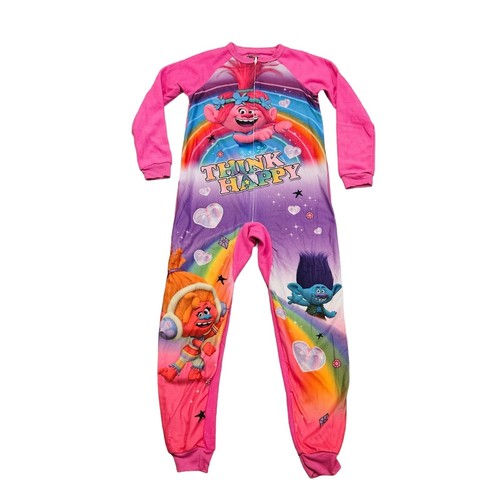 Trolls by Dreamworks Girls Youth Sleeper Front Zip PJ's Colorful Soft Size 10/12 - Picture 2 of 10