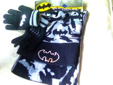 DC Comics Batman Boy's 3pc Winter Beanie Hat Gloves & Scarf Gift Set 🔥 new 🔥