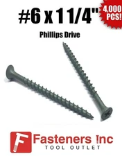 INTERCORP 614CW #6 X 1-1/4" WAR Coat Drywall/Deck Screws Philips Drive 4,000/BOX