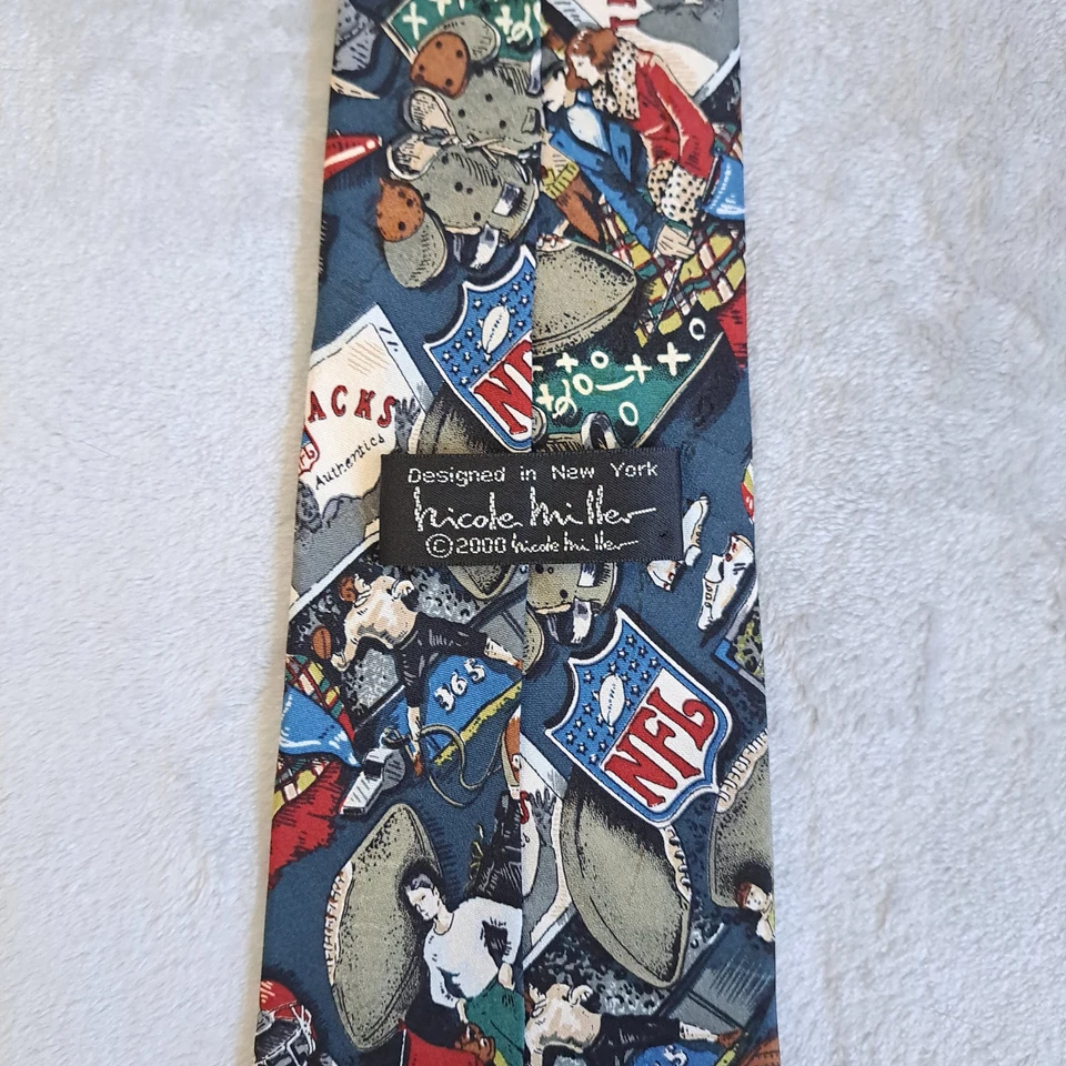 Corbata NFL 100 % seda para hombre vintage Nicole Miller equipo de fútbol americano coleccionable Foto 2 de 4
