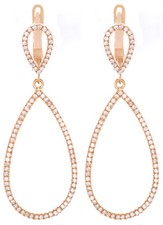 Rose Gold Plated Sterling Silver Cubic Zirconia Teardrop Shape Womens Earrings