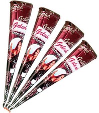 4x Golecha 100% Natural Henna Paste Cones Kegel (Rot-Braun) No Mix, No PPD, 100g