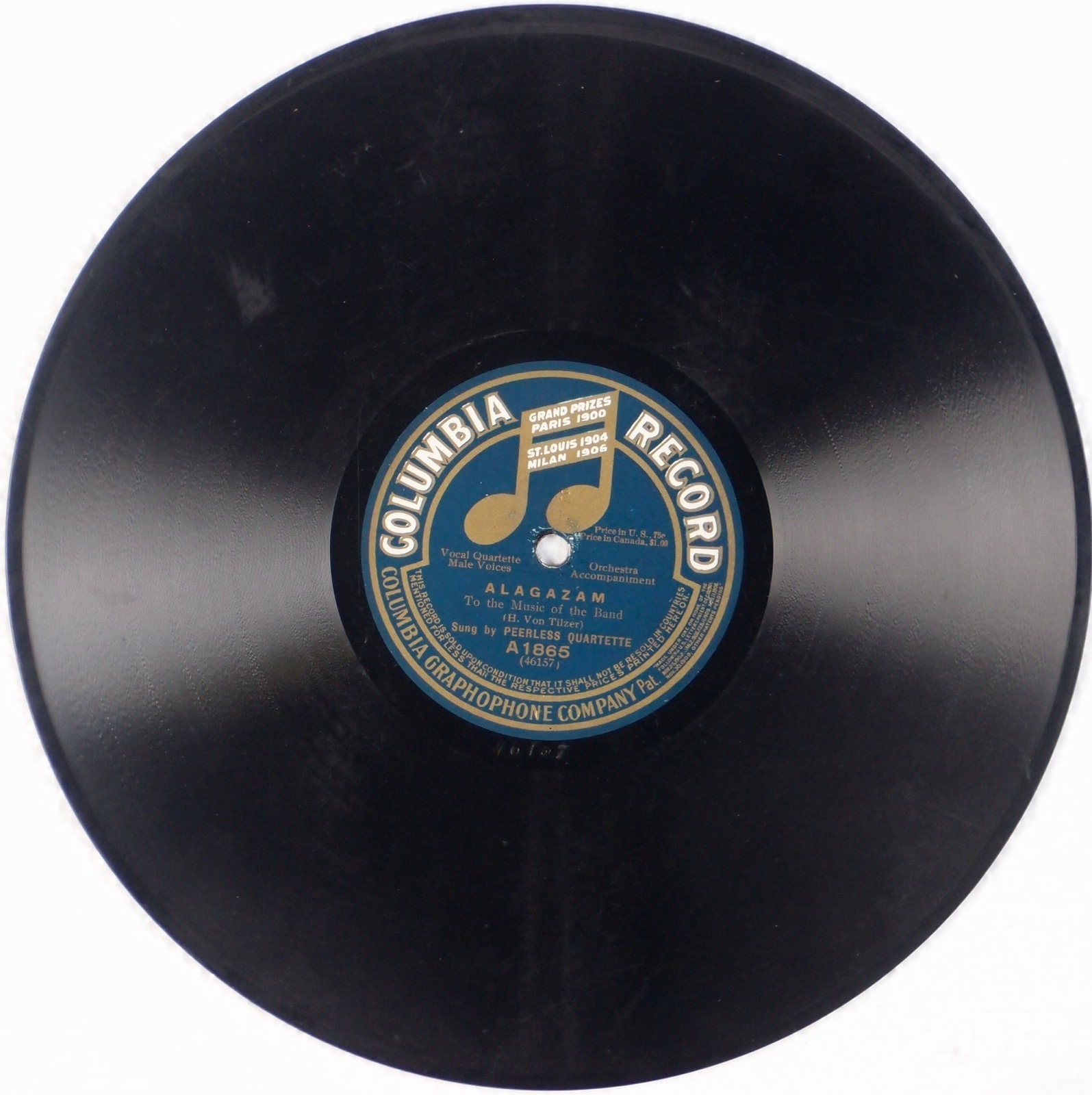 PEERLESS QUARTET Old Bill Bailey Plays Ukalele COLUMBIA 78 RPM A 1865