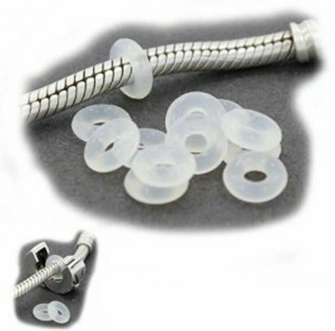 NINGAN Rubber Stopper Charms - 925 Sterling Silver Rondelle Spacer Bead For European Bracelets