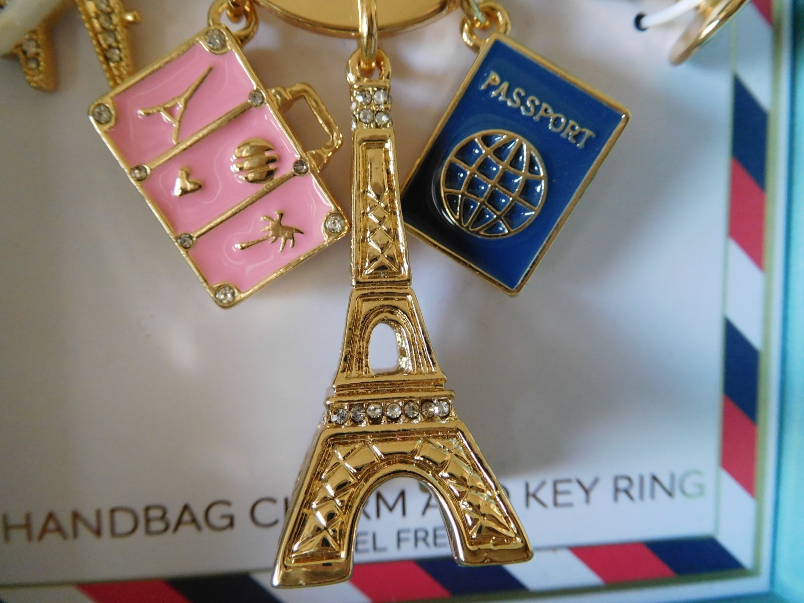 New TRUE To FORM Handbag and Key Ring Travel Charms ~with Crystals, Enamels~ NIB