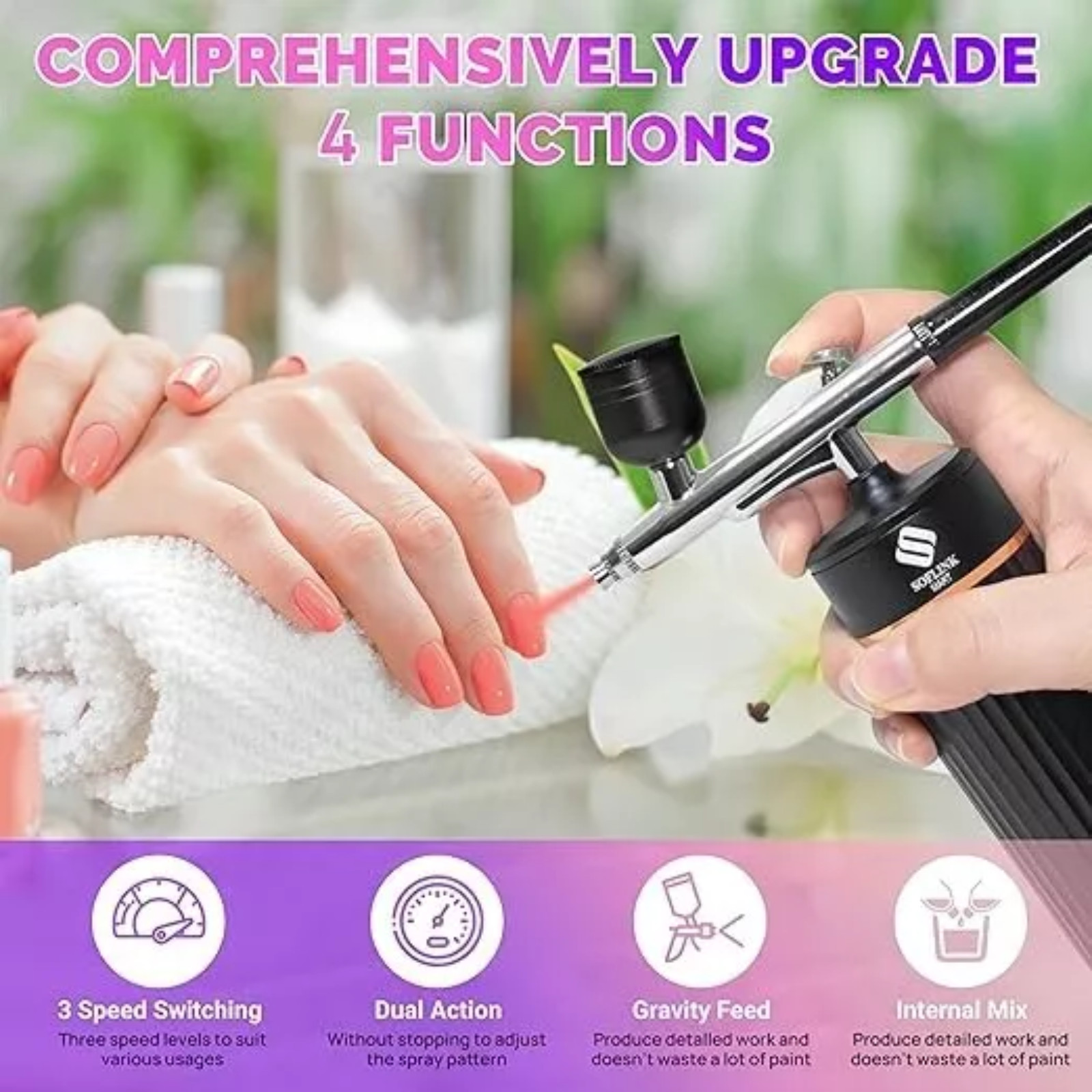 Cordless Airbrush Kit with Air Compressor 48PSI Rechargeable airbrush SprayerGun