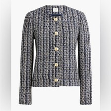 J.Crew Tweed Lady Jacket 4 Blue Gold Buttons Women s Preppy Old Money Classic