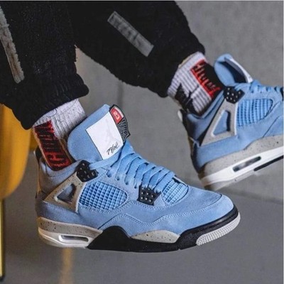 Nike Air Jordan 4 Retro University Blue UNC Basketball Turnschuhe UK 9
