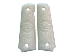 1911 Grips Engraved Textured - COLT logo  - White