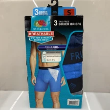 Fruit Of The Loom Breathable Assorted Boxer Briefs 3-Pack Size S