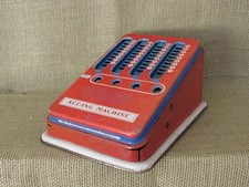 Vintage 40s Working Tin Litho Wolverine Adding Machine Hand Pull Dial Calculator