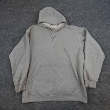 Vintage Nike Center Swoosh Hoodie Mens Large Gray Fleece PulloverSweatshirt
