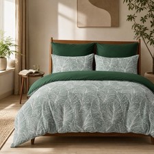NEW Anthropologie Green Botanical Print Boho Queen King Bedding Duvet Sham Set