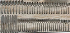 Satin Sand Dune by Oneida Silver Frost Center, Front/Back Outline Bevel 63pc set
