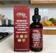 Clean Nutra Berberine Ceylon Cinnamon Chromium Liquid Drops 60mL, Blood Sugar Su
