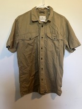 Men's Scotch  Soda Amsterdam Short Sleeve Button Up Summer Shirt Khaki Size XL