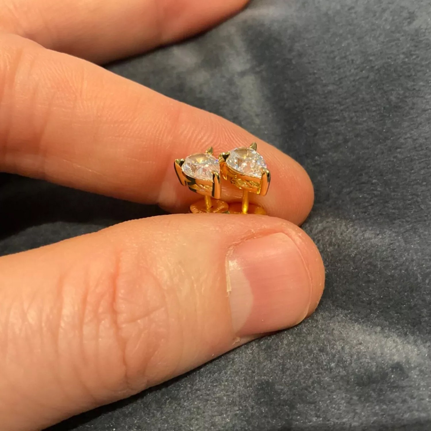 2.0 Carat Lab Created Diamond Solitaire Pear Cut Stud Earrings Gold Plated 925