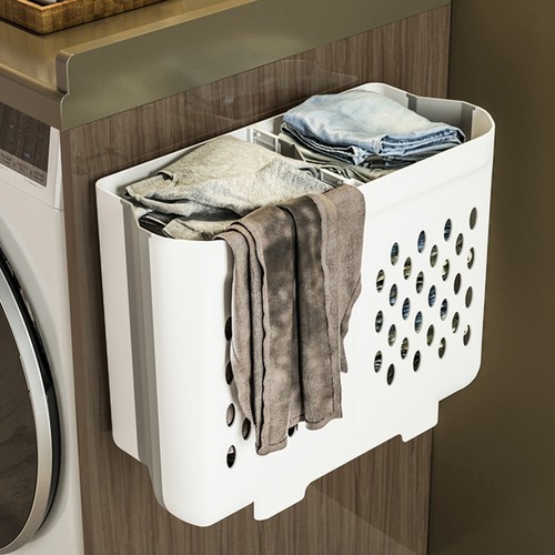 Bathroom Compartment Multi-function Wall Mount Collapsible Laundry Hamper - Bild 4 von 12