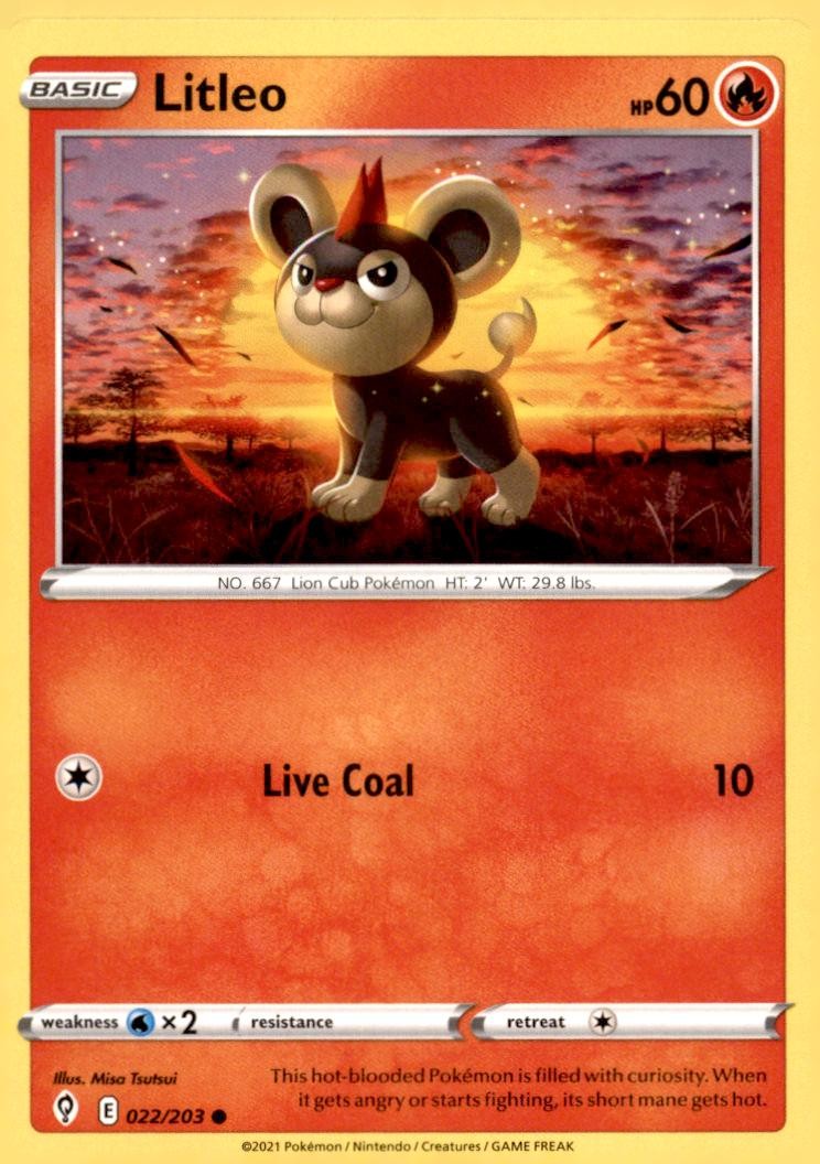 Litleo 022/203 Common Evolving Skies Pokemon Near Mint