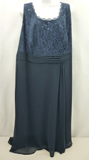 Sheego Evening Dress With Lace Navy Blue UK 26 Floral Sequence Bnwt New