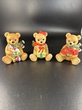 Set Of 3 Vintage Homco Christmas Bears Figurines #5251 #5104 #5560 Toys Presents