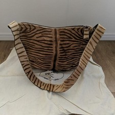 Prada Calf Fur Leather Should Bag Zebra Patte...