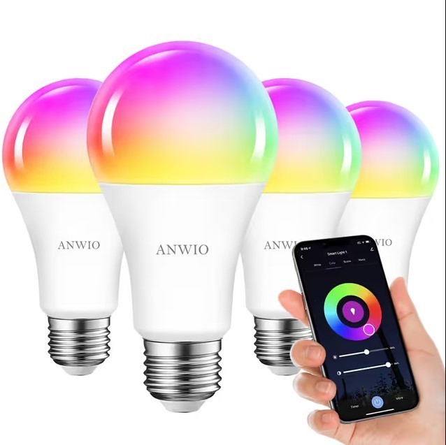 ANWIO Lampadine Smart E27 RGB Bluetooth – 12W 4 Pezzi