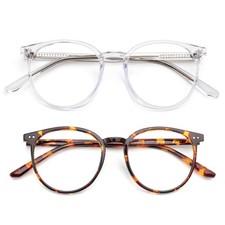 JFXQDR 2 Pack Round Blue Light Blocking Computer Glasses for Women Men UV40...